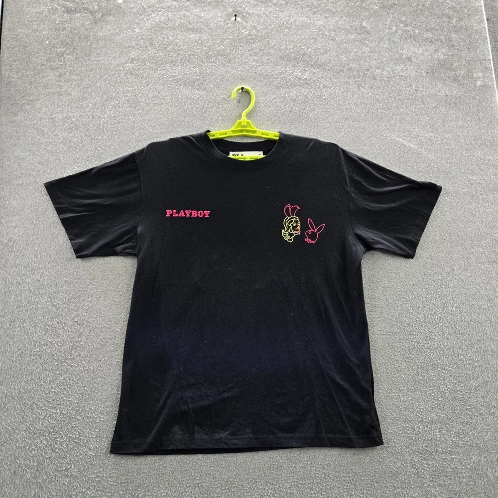 Playboy By Pacsun Men Shirt M Black Graphic Print Bunny Logo